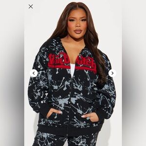 Von Dutch Abstract Zip Up Hoodie - Charcoal/combo